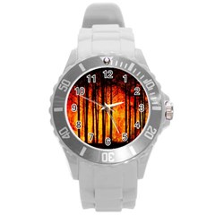 Forest Fire Forest Climate Change Round Plastic Sport Watch (l) by Wegoenart