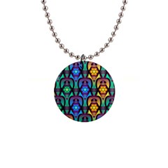 Pattern Background Bright Blue 1  Button Necklace