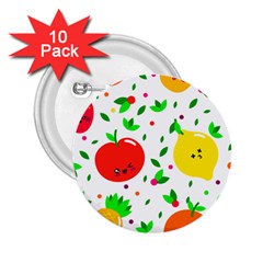 Pattern Fruit Fruits Orange Green 2 25  Buttons (10 Pack)  by Wegoenart