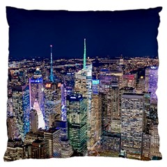 New York Manhattan Night Building Large Cushion Case (two Sides) by Wegoenart