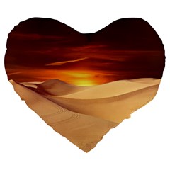 Desert Sun Landscape Sunset Dune Large 19  Premium Heart Shape Cushions by Wegoenart