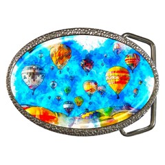 Hot Air Balloon Sky Art Watercolor Belt Buckles by Wegoenart