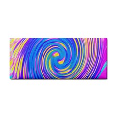 Cool Abstract Pink Blue And Yellow Twirl Liquid Art Hand Towel by myrubiogarden