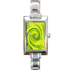 Groovy Abstract Green Liquid Art Swirl Painting Rectangle Italian Charm Watch by myrubiogarden