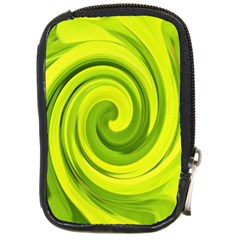 Groovy Abstract Green Liquid Art Swirl Painting Compact Camera Leather Case by myrubiogarden