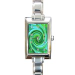 Groovy Abstract Turquoise Liquid Swirl Painting Rectangle Italian Charm Watch Front