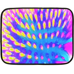 Pink, Blue And Yellow Abstract Coneflower Fleece Blanket (mini) by myrubiogarden