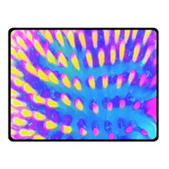 Pink, Blue And Yellow Abstract Coneflower Fleece Blanket (small) by myrubiogarden