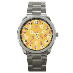 Bacon And Egg Pop Art Pattern Sport Metal Watch by Valentinaart