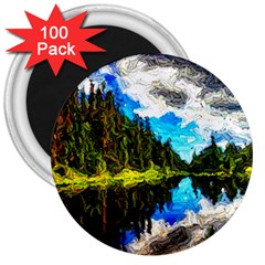 Color Lake Mountain Painting 3  Magnets (100 Pack) by Pakrebo