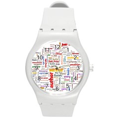 Writing Author Motivation Words Round Plastic Sport Watch (m) by Pakrebo