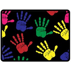 Handprints Hand Print Colourful Double Sided Fleece Blanket (large)  by Pakrebo