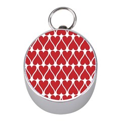 Hearts Pattern Seamless Red Love Mini Silver Compasses by Pakrebo