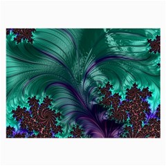 Fractal Turquoise Feather Swirl Large Glasses Cloth (2-side) by Pakrebo