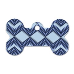 Textile Texture Fabric Zigzag Blue Dog Tag Bone (two Sides) by Pakrebo