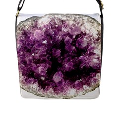 Amethyst Purple Violet Geode Slice Flap Closure Messenger Bag (l) by genx