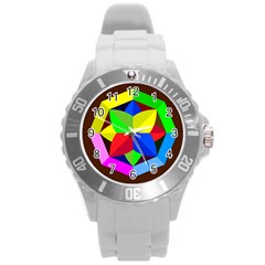 Logo Vector Sign Emblem Round Plastic Sport Watch (l) by Pakrebo