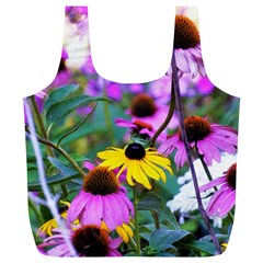 Yellow Flowers In The Purple Coneflower Garden Full Print Recycle Bag (xl) by myrubiogarden