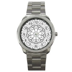 Mandala Drawing Dyes Page Sport Metal Watch