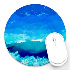 Blue Sky Artwork Drawing Painting Round Mousepads by Pakrebo