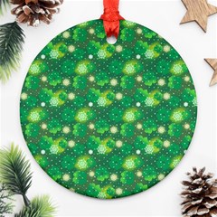 4 Leaf Clover Star Glitter Seamless Round Ornament (two Sides)