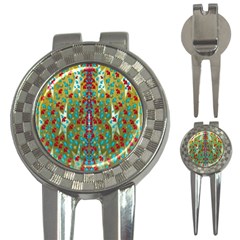 Raining Paradise Flowers In The Moon Light Night 3-in-1 Golf Divots by pepitasart