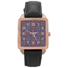 Tile Repeating Colors Textur Rose Gold Leather Watch 