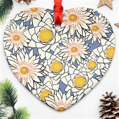 Flowers Pattern Lotus Lily Heart Ornament (two Sides) by Pakrebo