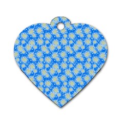 Hydrangea Blue Glitter Round Dog Tag Heart (one Side) by Pakrebo