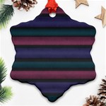 Stripes Pink Purple Teal Grey Snowflake Ornament (Two Sides) Front