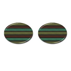 Stripes Green Yellow Brown Grey Cufflinks (oval) by BrightVibesDesign