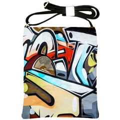 Blue Face King Graffiti Street Art Urban Blue And Orange Face Abstract Hiphop Shoulder Sling Bag by genx