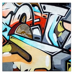 Blue Face King Graffiti Street Art Urban Blue And Orange Face Abstract Hiphop Large Satin Scarf (square) by genx