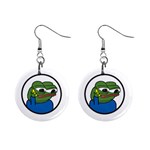 Apu Apustaja with banana phone Wall eyed Pepe the frog Kekistan Mini Button Earrings Front