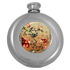 Flower Cubism Mosaic Vintage Round Hip Flask (5 Oz) by Pakrebo