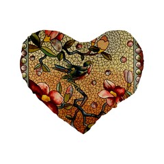 Flower Cubism Mosaic Vintage Standard 16  Premium Flano Heart Shape Cushions by Pakrebo