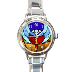 Church Window Glass Tiffany Round Italian Charm Watch by Pakrebo