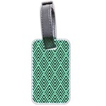 Chevron Pattern Black Mint Green Luggage Tags (Two Sides) Back