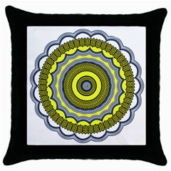 Mandala Pattern Round Ethnic Throw Pillow Case (black) by Pakrebo