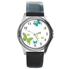 Butterfly Round Metal Watch by Mariart