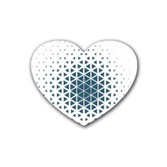 Business Blue Triangular Pattern Heart Coaster (4 Pack) 