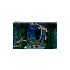 Wonderful Mermaid In The Deep Ocean Cosmetic Bag (small) by FantasyWorld7