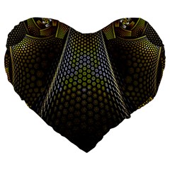 Fractal Hexagon Geometry Hexagonal Large 19  Premium Heart Shape Cushions by Mariart