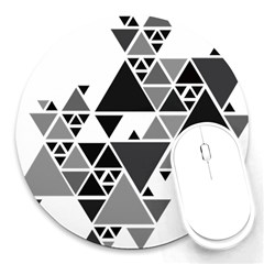 Gray Triangle Puzzle Round Mousepads by Mariart