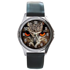 Owl s Scowl Round Metal Watch by WensdaiAmbrose