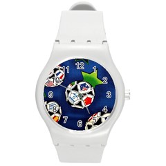 Textile Football Soccer Fabric Round Plastic Sport Watch (m) by Pakrebo