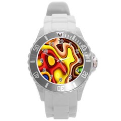 Pattern Background Structure Round Plastic Sport Watch (l) by Pakrebo