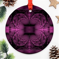 Fractal Magenta Pattern Geometry Ornament (round) by Pakrebo