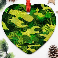 Marijuana Camouflage Cannabis Drug Heart Ornament (two Sides) by Pakrebo