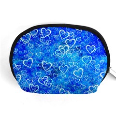 Valentine Heart Love Blue Accessory Pouch (medium) by Mariart